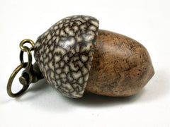LV-1780 Teak Burl & Betelnut Wooden Acorn Key Fob, Pill Holder, Secret Compartment-SCREW CAP
