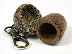 LV-1780 Teak Burl & Betelnut Wooden Acorn Key Fob, Pill Holder, Secret Compartment-SCREW CAP