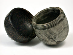 LV-1787 Buckeye Burl & Black Palm Hand Turned Wooden Acorn Trinket Box, Keepsakes, Jewelry Box-SCREW CAP