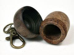 LV-1790 Teak Burl & Ebony Wooden Acorn Key Fob, Pill Holder, Secret Compartment Pendant-SCREW CAP