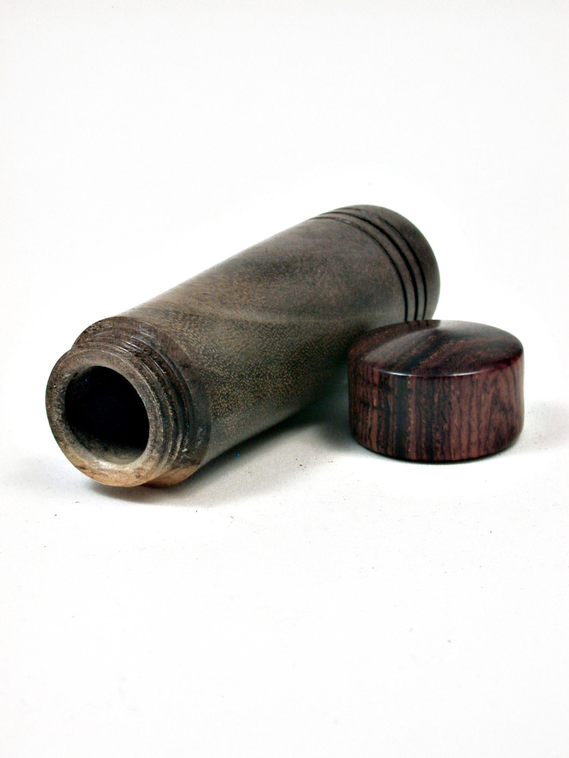 LV-1791 Blue Mahoe & Cocobolo Slim Wooden Pill Box, Toothpick Holder, Needle Case-SCREW CAP