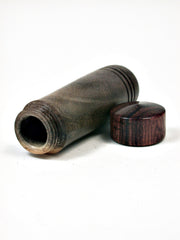 LV-1791 Blue Mahoe & Cocobolo Slim Wooden Pill Box, Toothpick Holder, Needle Case-SCREW CAP