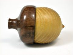 LV-1424 Osage Orange & Black Walnut Hand Turned Wooden Acorn Trinket Box, Keepsakes, Jewelry Box-SCREW CAP