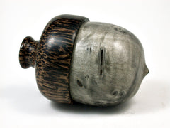 LV-1787 Buckeye Burl & Black Palm Hand Turned Wooden Acorn Trinket Box, Keepsakes, Jewelry Box-SCREW CAP