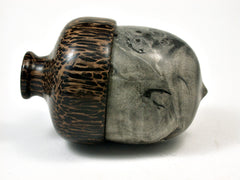 LV-1787 Buckeye Burl & Black Palm Hand Turned Wooden Acorn Trinket Box, Keepsakes, Jewelry Box-SCREW CAP