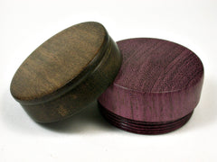 LV-1781 Purpleheart & Greenheart Wooden Flat Pill Box, Ring Holder, Jewelry Box-SCREW CAP