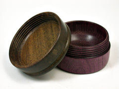 LV-1781 Purpleheart & Greenheart Wooden Flat Pill Box, Ring Holder, Jewelry Box-SCREW CAP