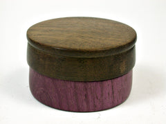 LV-1781 Purpleheart & Greenheart Wooden Flat Pill Box, Ring Holder, Jewelry Box-SCREW CAP