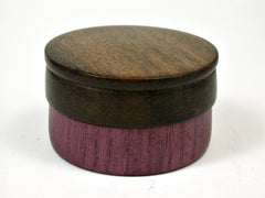 LV-1781 Purpleheart & Greenheart Wooden Flat Pill Box, Ring Holder, Jewelry Box-SCREW CAP