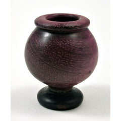 LV-0363 Purpleheart & Ebony Miniature Wooden Vase, Pedestal Bowl, Hollow Form-CUTE