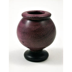 LV-0363 Purpleheart & Ebony Miniature Wooden Vase, Pedestal Bowl, Hollow Form-CUTE