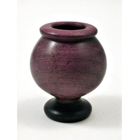 LV-0363 Purpleheart & Ebony Miniature Wooden Vase, Pedestal Bowl, Hollow Form-CUTE