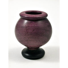 LV-0363 Purpleheart & Ebony Miniature Wooden Vase, Pedestal Bowl, Hollow Form-CUTE