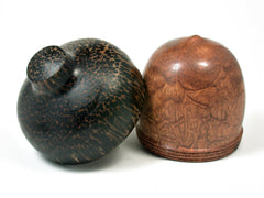 LV-1795 Afzelia Xylay & Black Palm Acorn Trinket Box, Keepsake, Jewelry Box-SCREW CAP