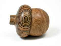 LV-1807 Brown Mallee Burl & Bocote Acorn Trinket Box, Keepsake, Jewelry Box-SCREW CAP