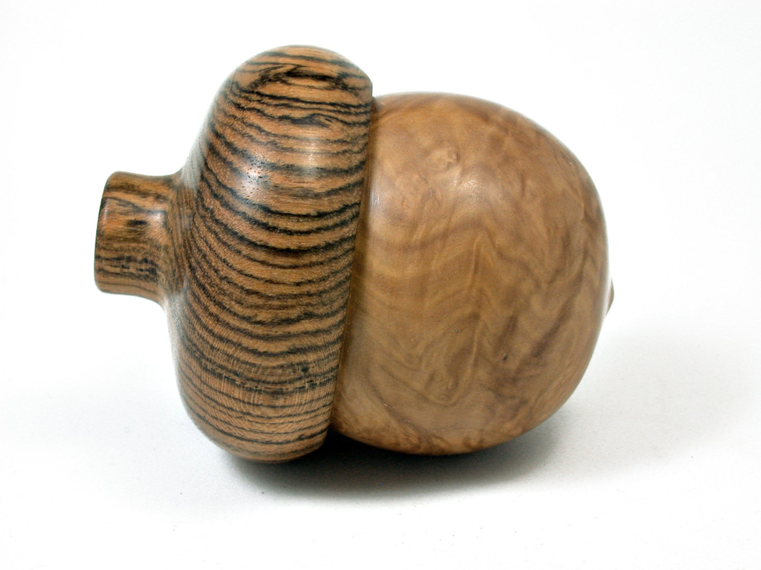LV-1807 Brown Mallee Burl & Bocote Acorn Trinket Box, Keepsake, Jewelry Box-SCREW CAP