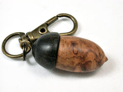 LV-1702 Amboyna Burl & Ebony Acorn Key Fob, Pill Holder, Memorial Pendant-SCREW CAP