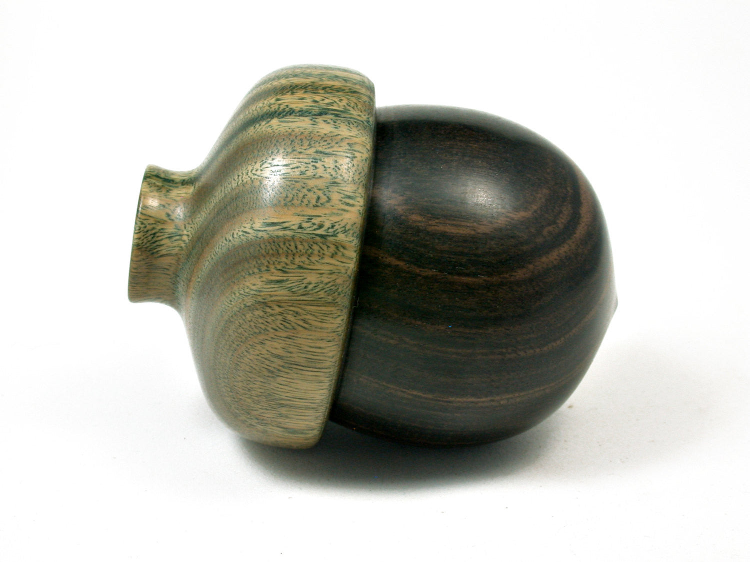 LV-1796 Mun Ebony & Verawood Acorn Trinket Box, Keepsake, Jewelry Box-SCREW CAP