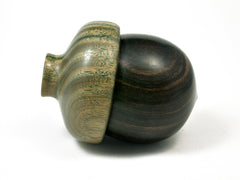 LV-1796 Mun Ebony & Verawood Acorn Trinket Box, Keepsake, Jewelry Box-SCREW CAP