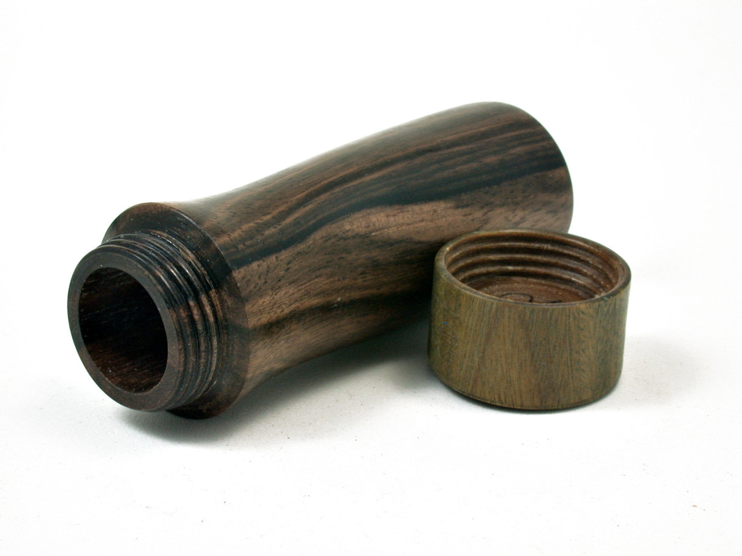 LV-1806 Mun Ebony & Verawood Slim Wooden Pill Box, Toothpick Holder, Needle Case-SCREW CAP