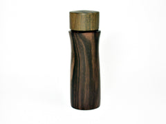 LV-1806 Mun Ebony & Verawood Slim Wooden Pill Box, Toothpick Holder, Needle Case-SCREW CAP