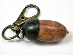 LV-1702 Amboyna Burl & Ebony Acorn Key Fob, Pill Holder, Memorial Pendant-SCREW CAP