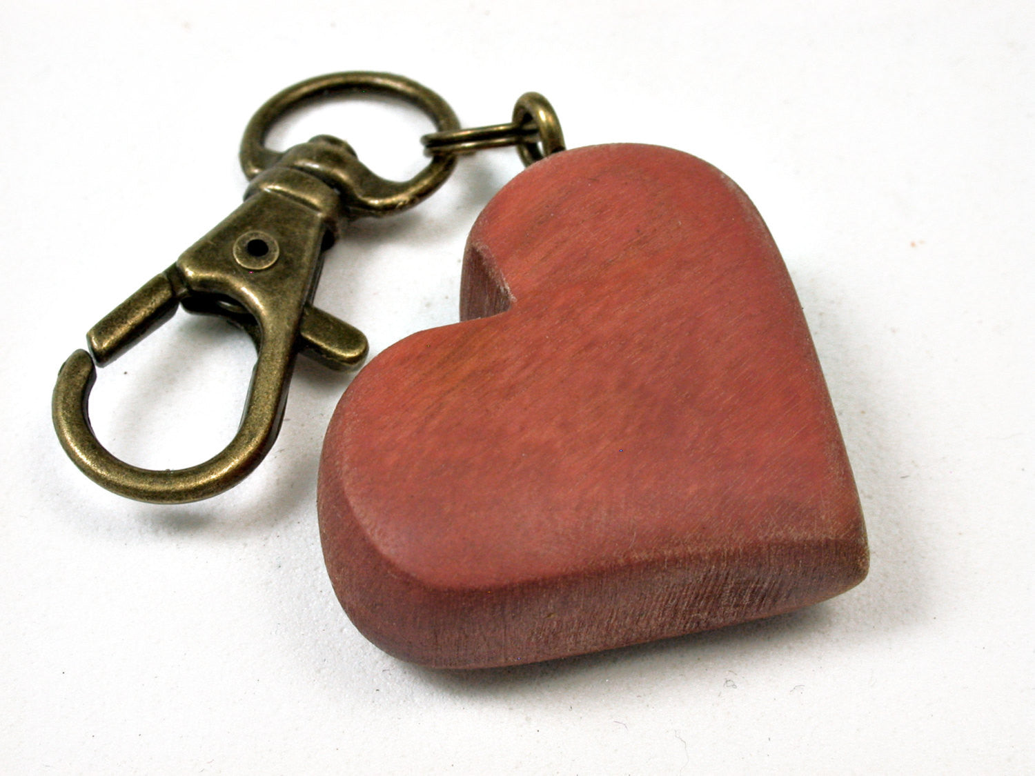 LV-1749 Pink Ivory Wooden Heart Shaped Charm, Keychain, Wedding Favor-HAND CARVED