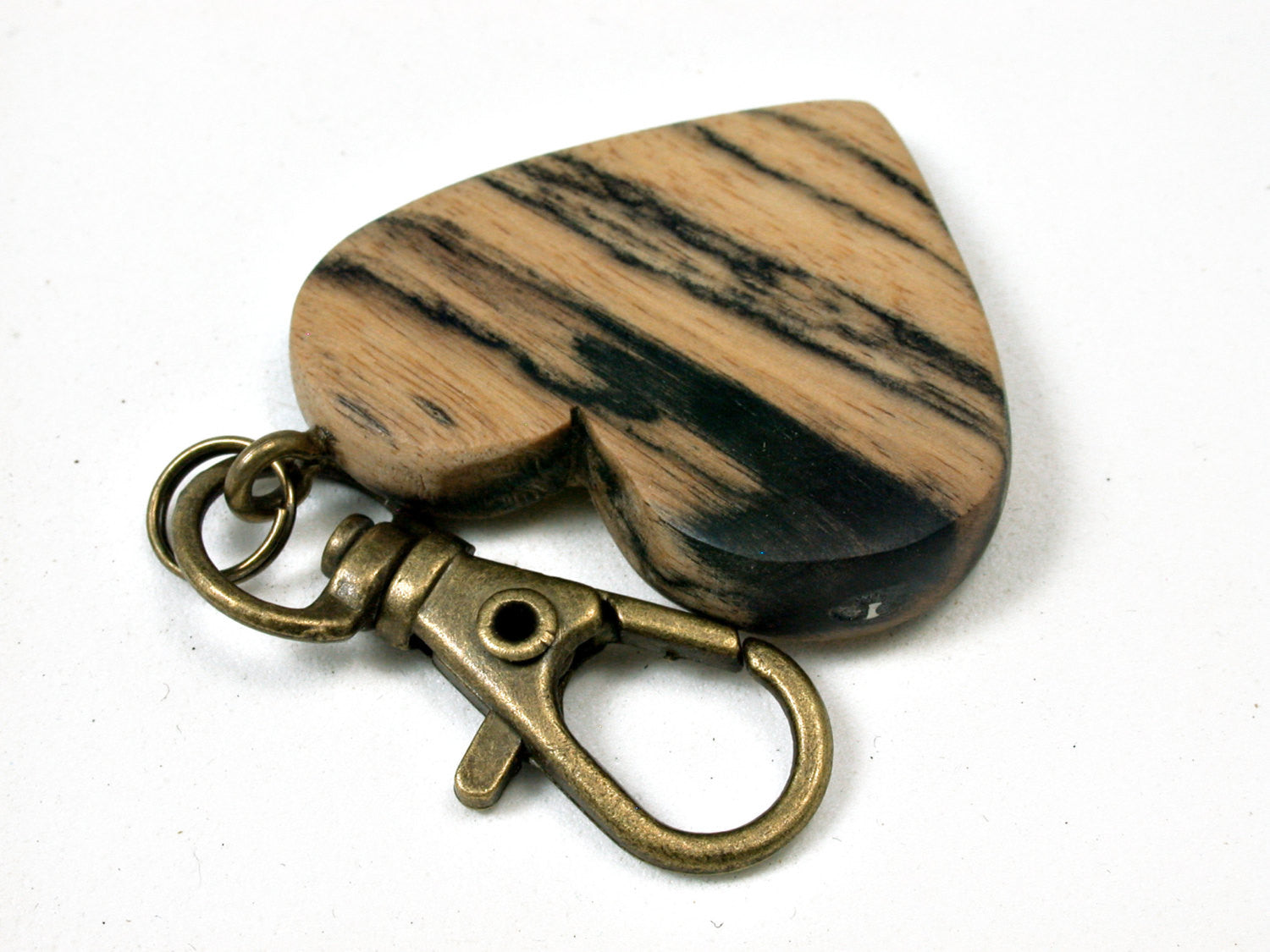 LV-1745 Black & White Ebony Wooden Heart Shaped Charm, Keychain, Wedding Favor-HAND CARVED