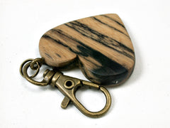 LV-1745 Black & White Ebony Wooden Heart Shaped Charm, Keychain, Wedding Favor-HAND CARVED