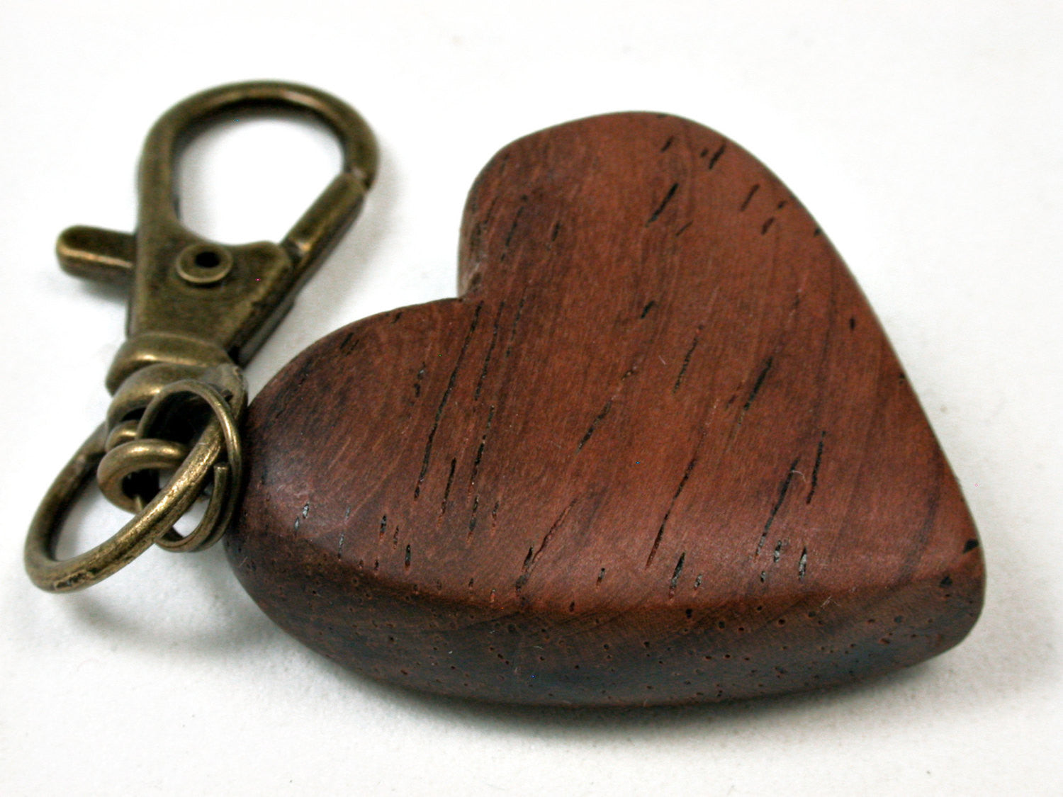 LV-1755 Cocobolo Wooden Heart Shaped Charm, Keychain, Wedding Favor-HAND CARVED