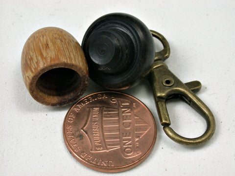 LV-1817 Marblewood & Ebony Acorn Bag Charm, Pill Holder, Memorial Pendant-SCREW CAP
