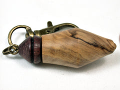 LV-1820 Olive & Purpleheart Secret Compartment Necklace, Pill Pendant, Memorial Jewelry-SCREW CAP