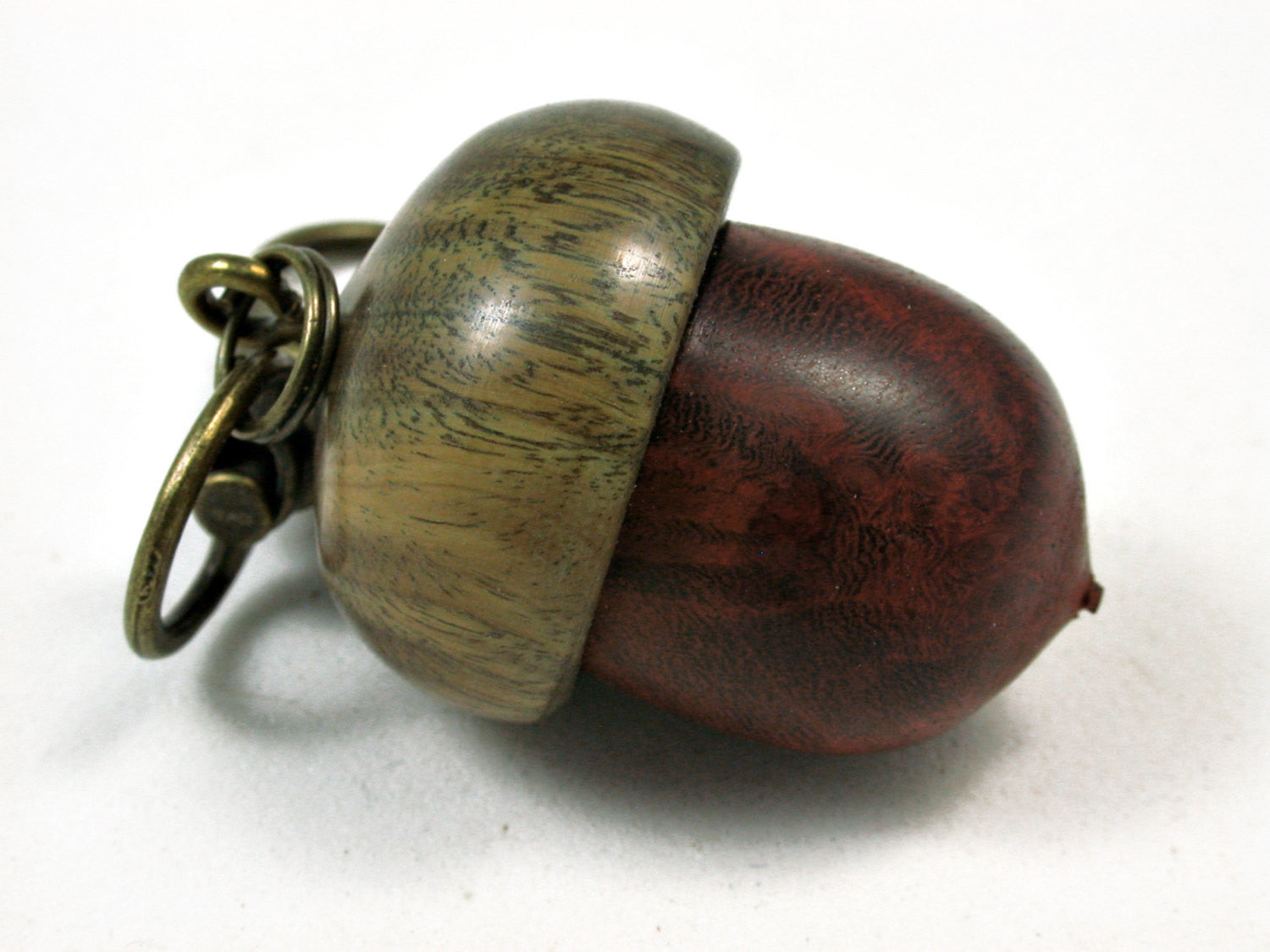 LV-1834 Logwood Burl & Verawood Acorn Charm, Pill Holder, Memorial Pendant-SCREW CAP