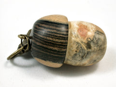 LV-1835 Box Elder Burl & Ebony Acorn Charm, Pill Holder, Memorial Pendant-SCREW CAP