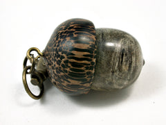 LV-1838 Buckeye Burl & Black Palm Acorn Charm, Pill Holder, Memorial Pendant-SCREW CAP