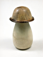 LV-1840 Holly & Live Oak Wooden Mushroom Trinket Box, Pill, Threaded Jewelry Box-SCREW CAP