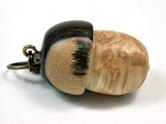 LV-1835 Box Elder Burl & Ebony Acorn Charm, Pill Holder, Memorial Pendant-SCREW CAP