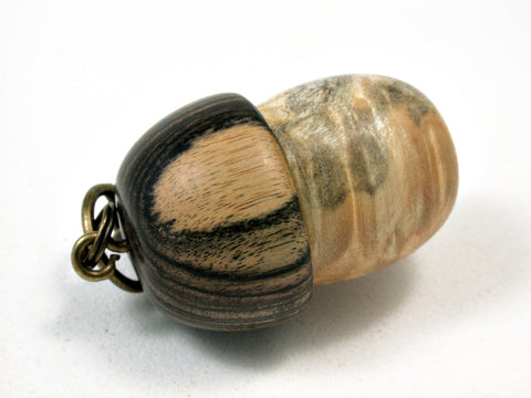 LV-1835 Box Elder Burl & Ebony Acorn Charm, Pill Holder, Memorial Pendant-SCREW CAP