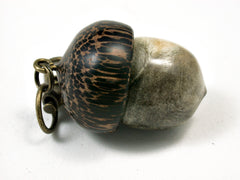 LV-1838 Buckeye Burl & Black Palm Acorn Charm, Pill Holder, Memorial Pendant-SCREW CAP