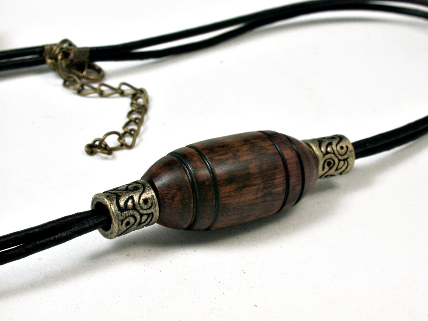 LV-1857 Snakewood Pendant Necklace, Secret Compartment, Memorial Jewelry -SCREW CAP