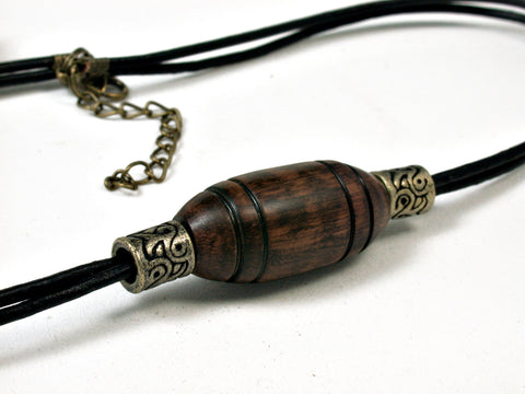 LV-1857 Snakewood Pendant Necklace, Secret Compartment, Memorial Jewelry -SCREW CAP
