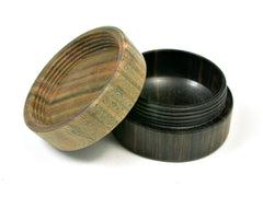 LV-1811 Mun Ebony & Verawood Flat Pill Box, Ring Holder, Jewelry Box-SCREW CAP