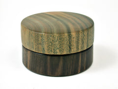LV-1811 Mun Ebony & Verawood Flat Pill Box, Ring Holder, Jewelry Box-SCREW CAP