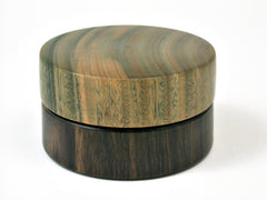 LV-1811 Mun Ebony & Verawood Flat Pill Box, Ring Holder, Jewelry Box-SCREW CAP