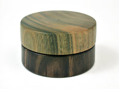 LV-1811 Mun Ebony & Verawood Flat Pill Box, Ring Holder, Jewelry Box-SCREW CAP