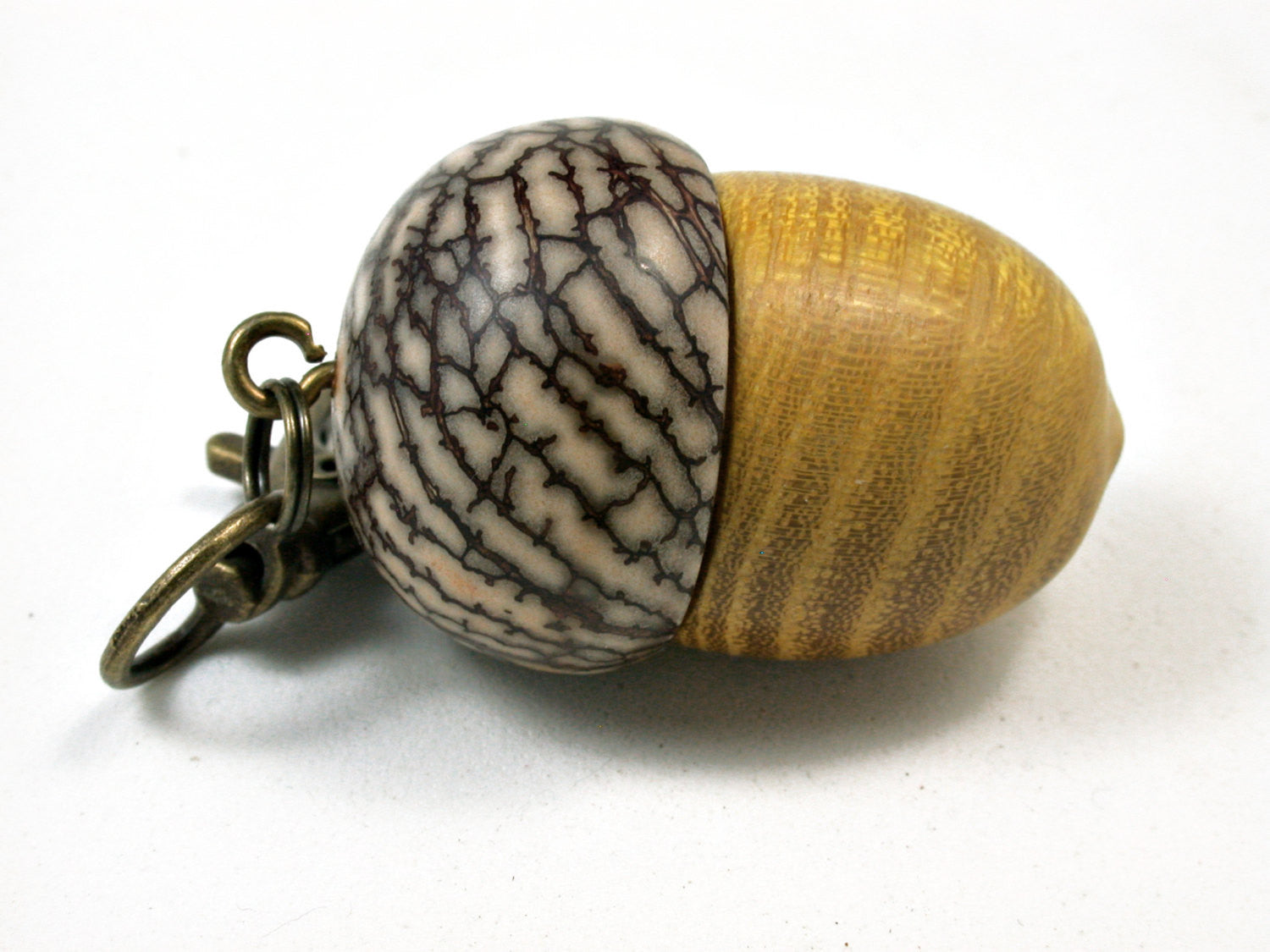 LV-1856 Osage Orange & Betelnut Acorn Charm, Pill Holder, Cash Stash-SCREW CAP