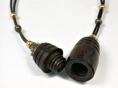 LV-1858 Snakewood Pendant Necklace, Secret Compartment, Memorial Jewelry -SCREW CAP