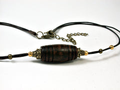 LV-1858 Snakewood Pendant Necklace, Secret Compartment, Memorial Jewelry -SCREW CAP