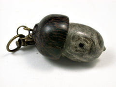 LV-1865 Buckeye Burl & Black Palm Acorn Pendant Charm, Pill Holder, Cash Stash-SCREW CAP