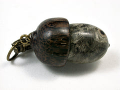 LV-1865 Buckeye Burl & Black Palm Acorn Pendant Charm, Pill Holder, Cash Stash-SCREW CAP